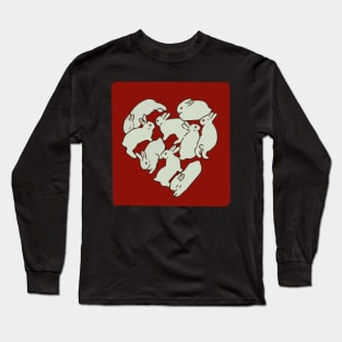 red heart bunnies aesthetic Long Sleeve T-Shirt